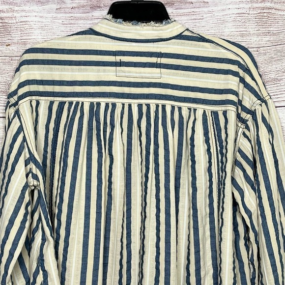 We The Free Striped Button Down Oversized Cotton Women's Shirt XS - Picture 7 of 12